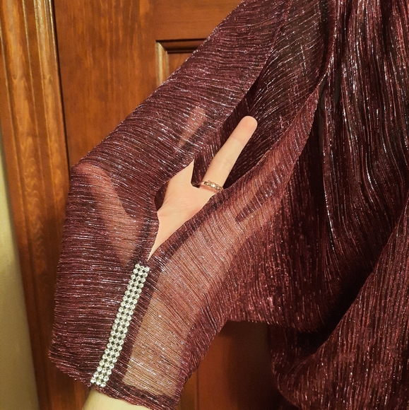 Chaus Metallic Red Blouse - Picture 4 of 12